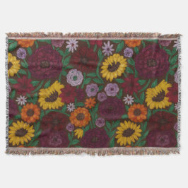 Surprise Song Piano Flowers Painted Boho Floral Filt