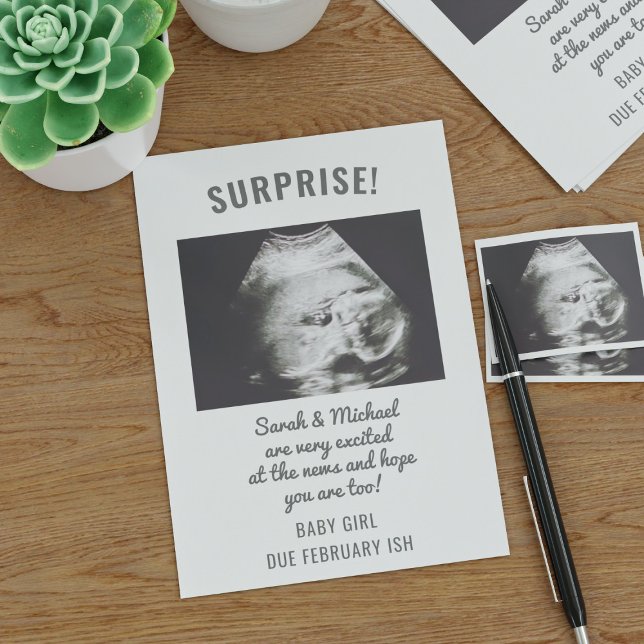 Surprise Ultrasound Photo Gravid-meddelande Meddelande (Surprise! Share your fantastic news and upload your ultrasound photo and congratulations!)