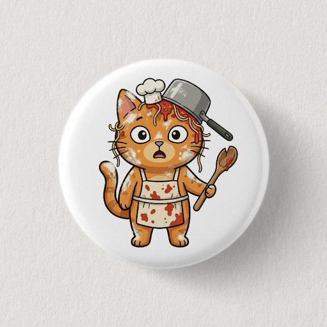 Surprised Chef Cat Cooking Button Knapp (Framsida)