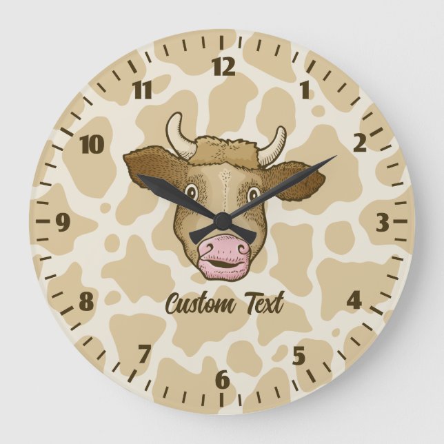 Surprised Cow Large Clock Stor Klocka (Framsida)
