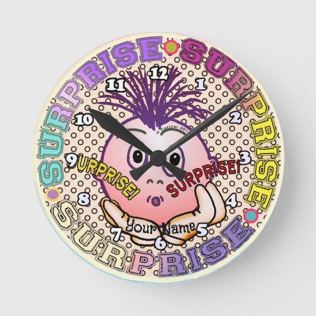 Surprised Face Rund Klocka (Framsida)