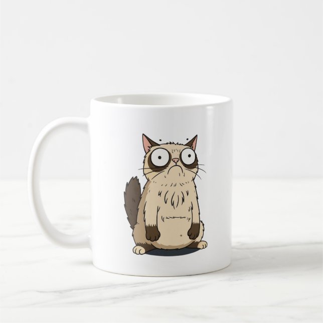 Surprised Grumpy Cat Coffee Mug Kaffemugg (Vänster)