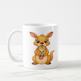 Surprised Kangaroo and Her Baby - Double-Sided Mug Kaffemugg