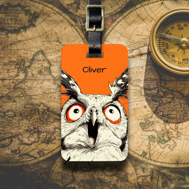 Surprised Owl Illustration Bagagebricka (Skapare uppladdad)