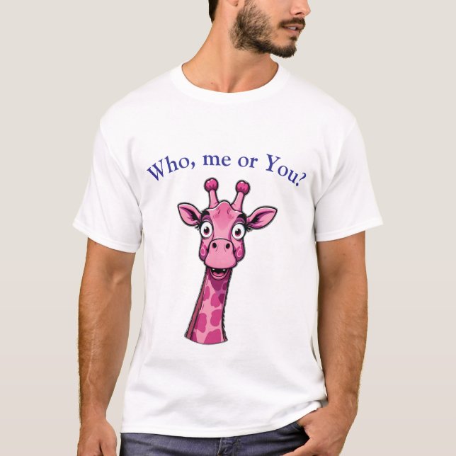 Surprised Pink Giraffe T Shirt (Framsida)