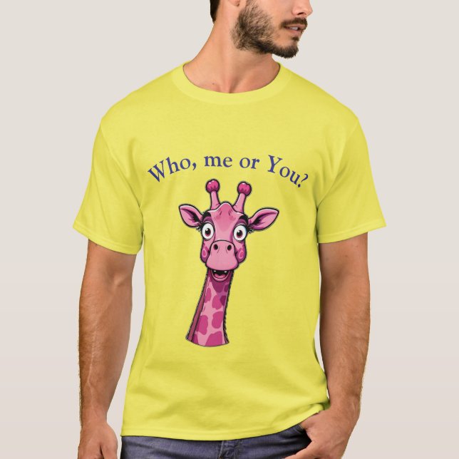 Surprised Pink Giraffe T Shirt (Framsida)