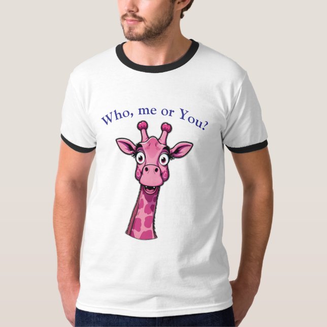 Surprised Pink Giraffe T Shirt (Framsida)