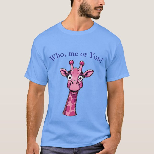 Surprised Pink Giraffe T Shirt (Framsida)