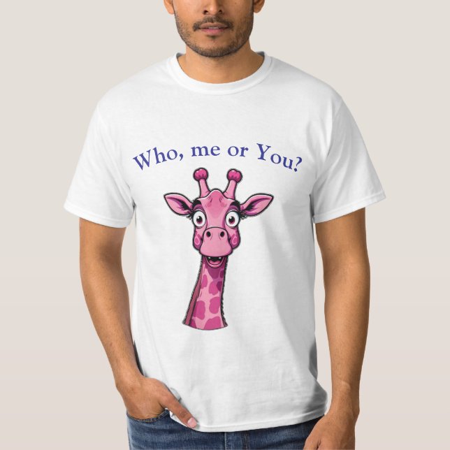 Surprised Pink Giraffe T Shirt (Framsida)