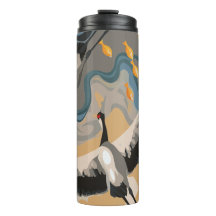 Surrande Cranes över floden