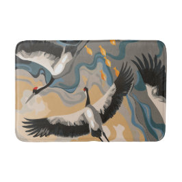 Surrande Cranes över floden Badrumsmatta