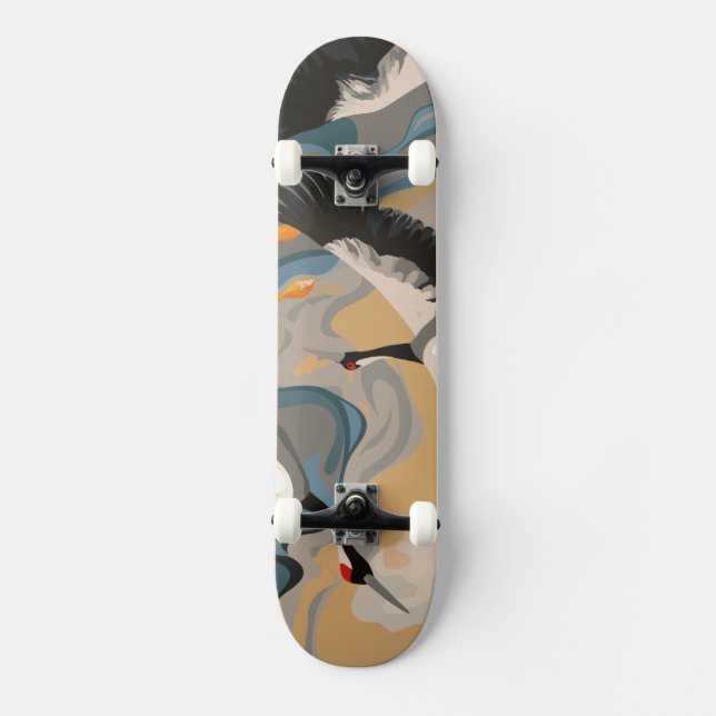 Surrande Cranes över floden Mini Skateboard Bräda 18,5 Cm (Framsida)