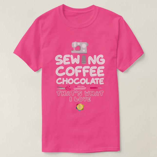 Surrande kaffe choklad Sew stickning Mamma Grandma T Shirt (Design framsida)