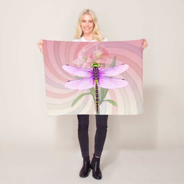 Surreal 60:s Tema Dragon Fly Fleecefilt (På plats)