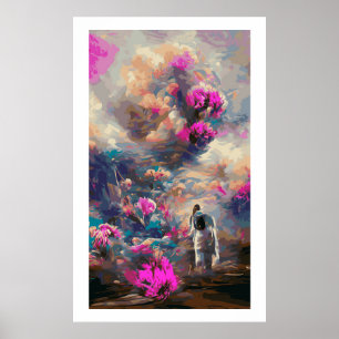 Surreal abstrakt blommor liggande poster