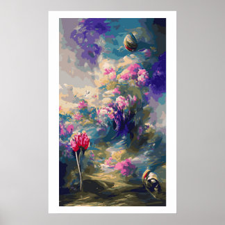 Surreal abstrakt blommor liggande poster nr 3