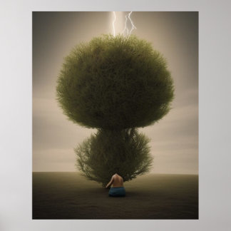 Surreal abstrakt modern ljust bush träd poster