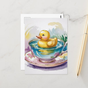 Surreal adam duckning i tekopp vykort