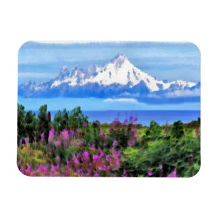 Surreal Alaska Wilderness-målning Magnet
