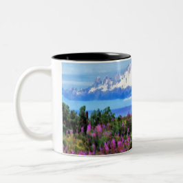 Surreal Alaska Wilderness-målning Två-Tonad Mugg