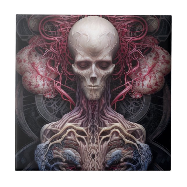 Surreal Anatomy Horror Sci-Fi Art Kakelplatta (Framsidan)