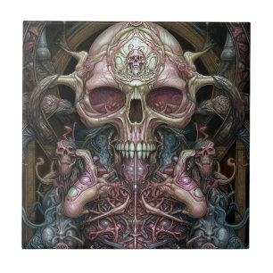 Surreal Anatomy Skull Horror Sci-Fi Art Kakelplatta