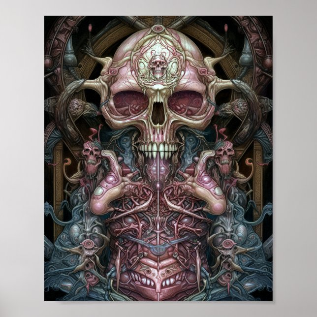 Surreal Anatomy Skull Horror Sci-Fi Art Poster (Framsidan)