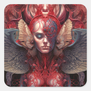 Surreal Angel Artwork Fyrkantigt Klistermärke