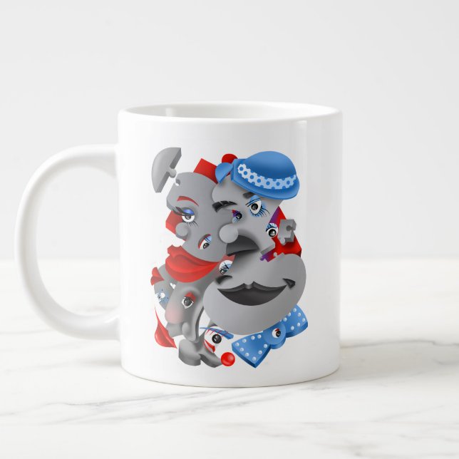 Surreal Ansikte fet och konstnärligt stort kaffe K Jumbo Mugg (Vänster)