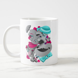 Surreal Ansikte fet och konstnärligt stort kaffe K Jumbo Mugg