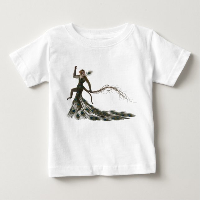 Surreal apa mode i påfågel fjäder Go T Shirt (Framsida)