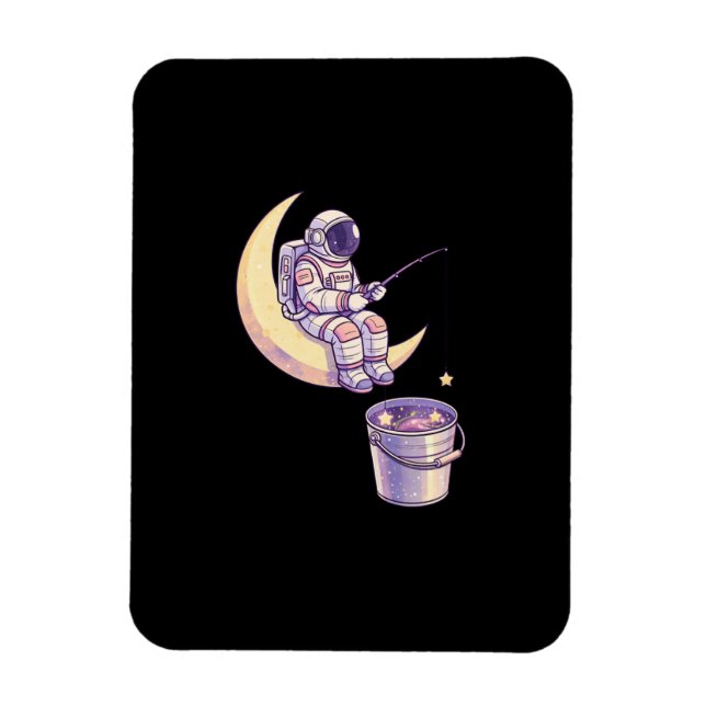 Surreal astronaut fiskar efter stjärnor Väggkonst  Magnet (Vertikal)