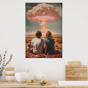 Surreal Atomic Picnic Digital Wall Art - Retro Cou Poster