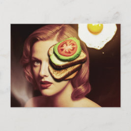 Surreal Avokado Toast och Ägg Frukost Vykort