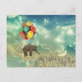 Surreal Balloon Elephant Postcard Vykort