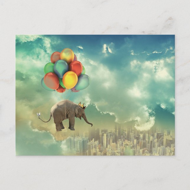 Surreal Balloon Elephant Postcard Vykort (Framsida)