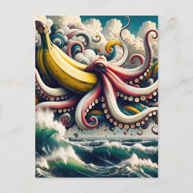 Surreal Banana Octopus Vykort (Framsida)