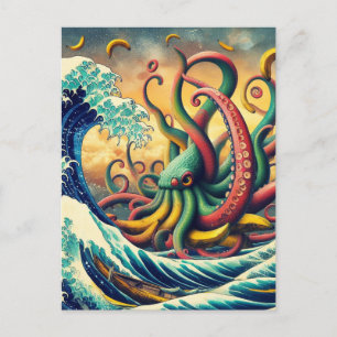 Surreal Banana Octopus Vykort
