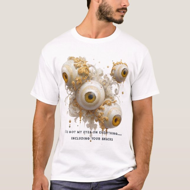Surreal Baroque Eyebullar med Ornate Guld T Shirt (Framsida)