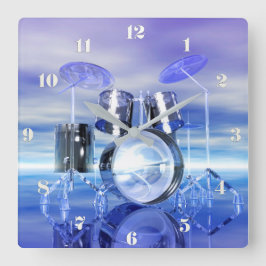 Surreal Beach Drum Set Music Wall Clock Fyrkantig Klocka
