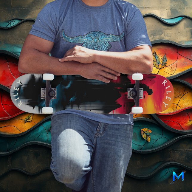 Surreal bergreflektion - djärv blandningsdesign mini skateboard bräda 18,5 cm (Skapare uppladdad)