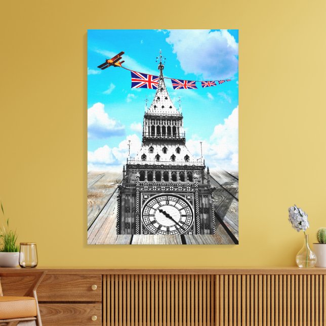 Surreal Big Ben, London / British Art Canvastryck (Insitu (Vardagsrum))