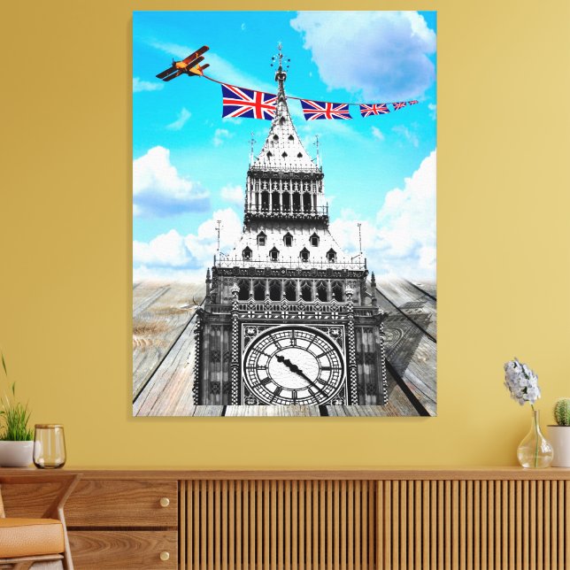 Surreal Big Ben, London / Brittisk konst Canvastryck (Insitu (Vardagsrum))