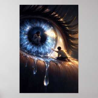 Surreal blå ögonfantasi konst poster
