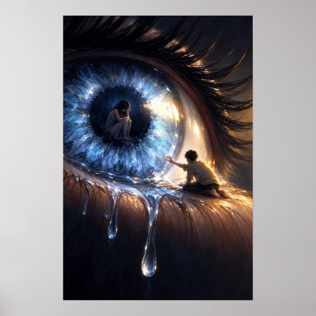 Surreal blå ögonfantasi konst poster (Framsidan)