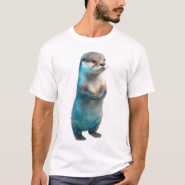 Surreal blå stänk utter stående män t shirt