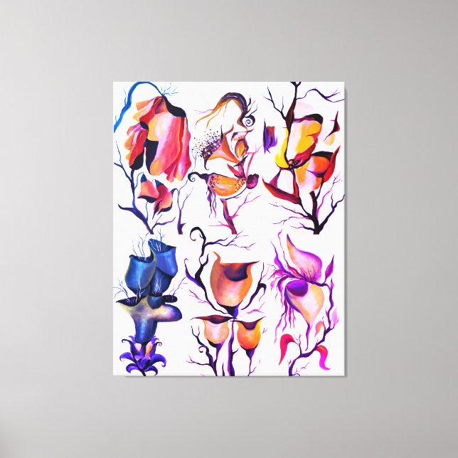 Surreal Blommigt Abstraction - Bold Färg Bloom Art Canvastryck (Framsida)
