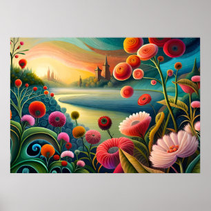 Surreal Blommigt liggande: Abstrakten River och To Poster