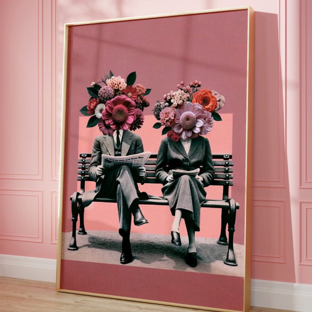 Surreal blomsterporträtt väggkonst vintage collage (Skapare uppladdad)