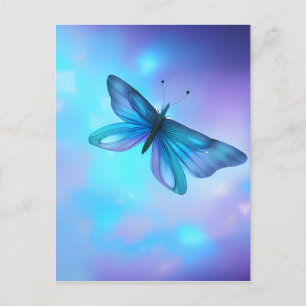 Surreal Blue & Lila Butterfly Vykort